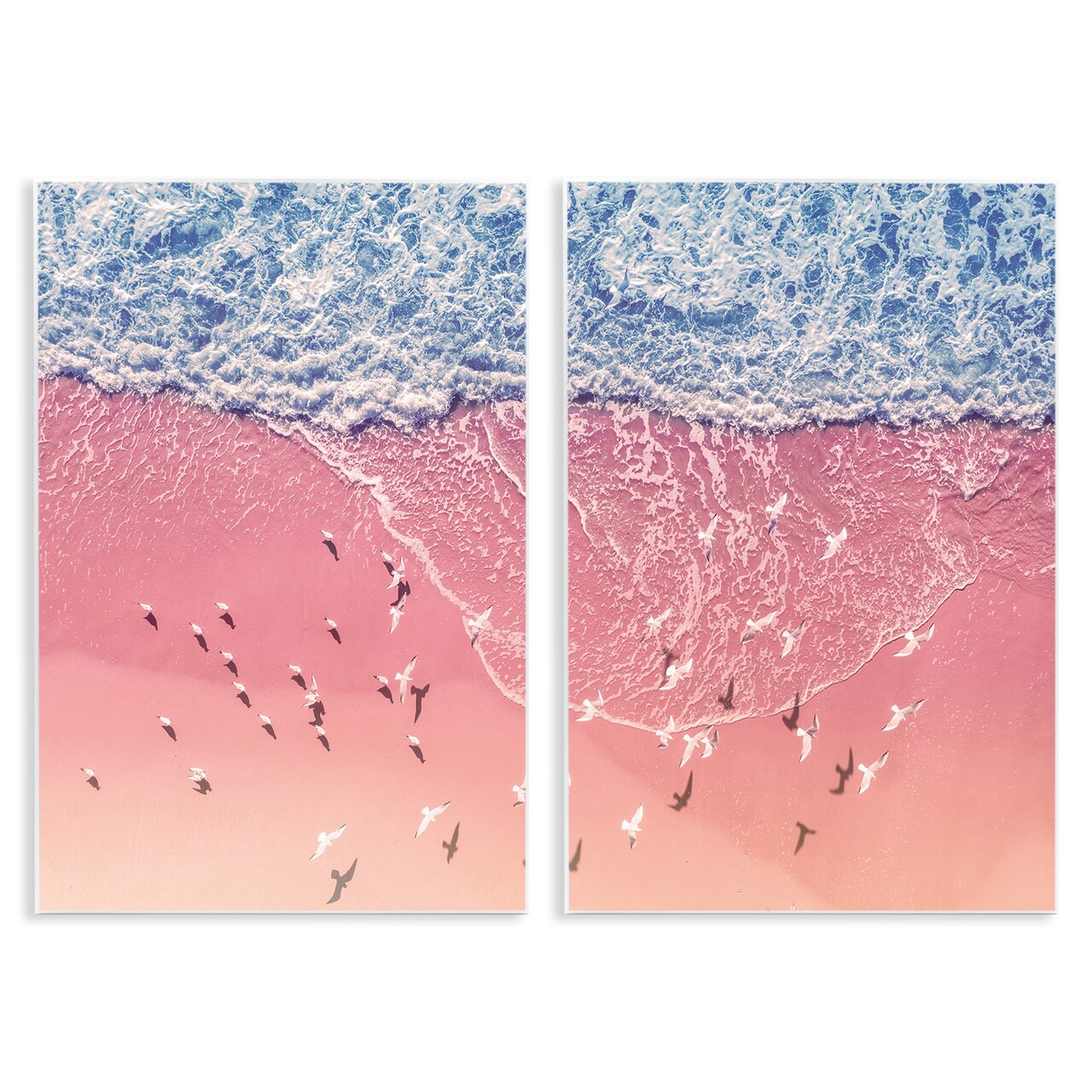 Stupell Industries Minimalist Aerial Beach 2 pc Wall Plaque Art Set Design by Nataly White